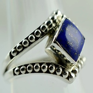 <b>Lapis</b> <b>Lazuli</b> <b>Ring</b> 925 Sterling Silver Handmade Boho Statement Promise Jewelry for Women Natural Cushion Shape Gemstone Jewelry - Product Image 5
