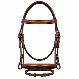 Bridon anglais en cuir bicolore de qualité supérieure avec sangle de gorge tressée - Product Image 1