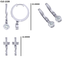 Pendientes colgantes de oro blanco macizo de 18 quilates, elegantes pendientes colgantes de diamantes cultivados en laboratorio de corte redondo de 0,60 quilates, regalo de boda para mujer - Product Image 6