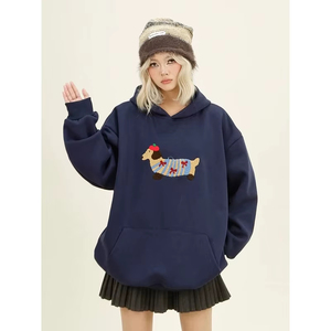 Women Hoodies New Quality Sweatshirt Streetwear Couples Tops Casual Loose <b>Hoodie</b> Autumn Winter Cartoon <b>Dog</b> Embroidery - Product Image 3