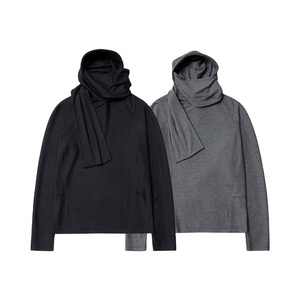 2025 printemps hommes nouveau formel sweat à capuche haut tissé polaire bas superposition Poncho écharpe cou Niche conception pull ample - Product Image 1