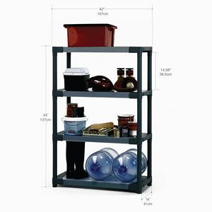 <b>Garage</b> <b>Shelves</b> 42" <b>Plastic</b> Resin 4-Tier Shelving Unit 54"H X 16"D 700 Lbs Total Capacity - Product Image 2