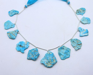 ลูกปัดเทอร์ควอยซ์อะริโซนาแบบเรียบ 11 เม็ด เจาะรูด้านหน้า ร้อยเป็นเส้น ลูกปัดพลอยธรรมชาติสำหรับทำเครื่องประดับ - Product Image 2