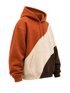 Sweat-shirt à capuche en polaire color block pour homme, style streetwear décontracté, coupe classique, respirant, 100% coton - Product Image 4
