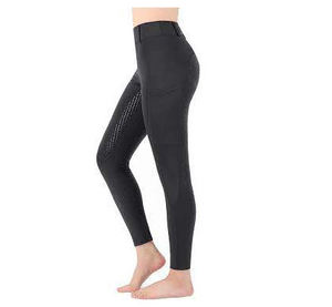 <b>Women</b> High Waist Full Length Knitted Leggings Breathable Sweat Wicking Four Way Stretch Solid <b>Black</b> <b>Pants</b> - Product Image 2