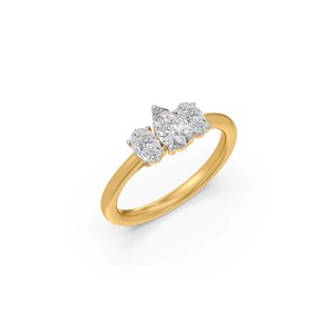 Anillo de compromiso de oro amarillo con tres diamantes talla pera, engaste de púas, joyería fina clásica para mujer, regalo de boda - Product Image 3