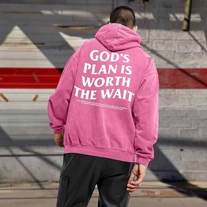 Sudadera con Capucha de Gran Tamaño con Parche de Chenilla con Letras Griegas, Diseño 'El Plan de Dios Vale la Pena', Personalizada para Hermandades, Fraternidades y Universidades - Product Image 5