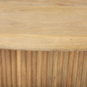 Table basse ovale en bois de manguier cannelé naturel et brun, fabriquée à la main, écologique, style moderne et simple, prix d'usine - Product Image 5