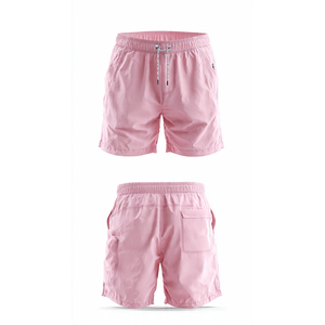 Shorts de Natación de Secado Rápido para Hombre, Color Sólido, con Cordón en la Cintura y Bolsillos, Rojo/Rosa - Product Image 6