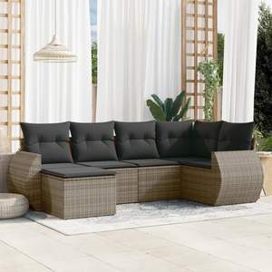 Grand ensemble de canapés de jardin modulaires en rotin PE gris avec structure en acier thermolaqué, mobilier d'extérieur polyvalent - Product Image 1