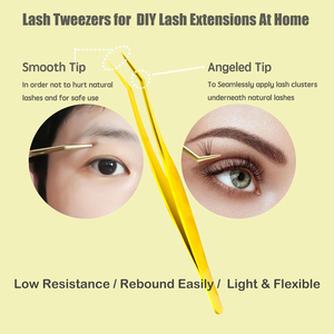 Gold Plated <b>Eyelash</b> Tweezers Smooth Tip Precision Lash Extension Tool Professional Beauty Salon Use Makeup <b>Applicator</b> fine tip - Product Image 6