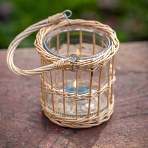 Lanternes rondes en rotin faites à la main avec poignée, résistantes à la chaleur, pour la décoration de la maison, ensemble de porte-bougies réutilisables - Product Image 4