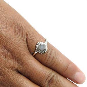 New Arrival Dainty <b>Ring</b> Made From 925 <b>Sterling</b> <b>Silver</b> Gemstone Minimalist Design <b>Ring</b> With Round Cut Bezel <b>Set</b> Druzy Gemstone - Product Image 2