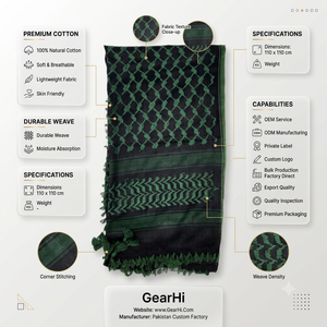 Foulard carré Shemagh, foulard du Moyen-Orient, foulard arabe, foulard d'extérieur, léger, en coton doux, qualité export - Product Image 1