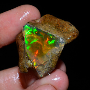 Lot de 4 opales éthiopiennes Welo Fire Oily naturelles à 100 %, qualité AAA, pierres brutes, certifiées par un tiers, pour la fabrication de bijoux - Product Image 2