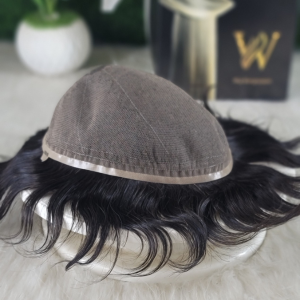 Peluquín de Pelo Remy para Hombre, Base Completa de Encaje, Rubio Natural, Transpirable, Prótesis de Pelo Indio - Product Image 4