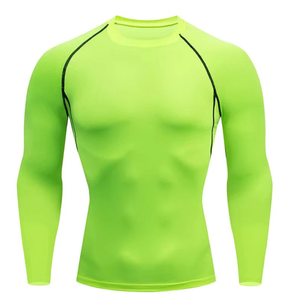 Camiseta Deportiva de Manga Larga para Hombre, Cuello Redondo, Secado Rápido, Corte Ajustado, Tejido de Punto, Color Verde Neón - Product Image 6
