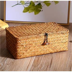 Caja de Almacenamiento Tejida de Ratán Natural Ecológica con Cierre de Botón, Cestas Decorativas Tejidas a Mano para Organización de Estantes y Regalos - Product Image 4