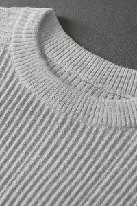 Nouveau design Pull en maille côtelée pour homme, coupe oversize, col rond, manches raglan, style streetwear décontracté, OEM ODM personnalisé - Product Image 2