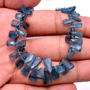 Perles de kyanite indigo AAA facettées en forme de trilène, 4x8mm-6x12mm, kyanite bleue mousse naturelle rare, pierre semi-précieuse pour bijoux - Product Image 4