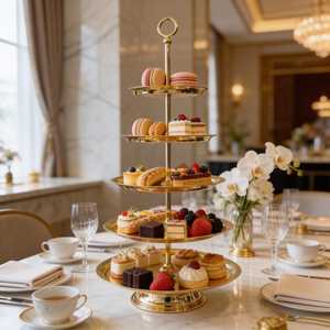 Three Tier Silver <b>Cake</b> <b>Stand</b> Handmade Multi Layer Dessert Display Rack for Tea Party Snack Serving - Product Image 3