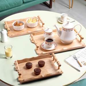 Plateau de service rectangulaire en bois de caoutchouc de qualité supérieure, fait main, pour la maison, la cuisine, la table de café, la décoration, les collations, le café - Product Image 3