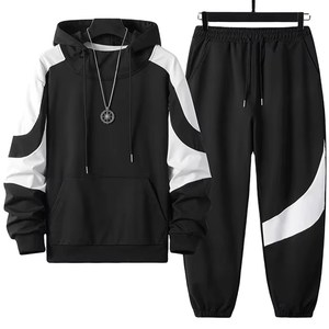 Survêtement d'été pour homme, sweat à capuche imprimé, imprimé numérique, taille élastique, poches latérales, style décontracté, 100% coton molletonné - Product Image 4