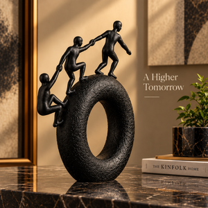 Sculpture Moderne Abstraite en Aluminium, Figurine Humaine Circulaire Noire, Écologique, Décoration Artistique pour Table de Salon - Product Image 4