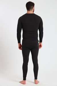 Men Thermal <b>Underwear</b> Set Long Sleeve Crew Neck Solid Gray 2 Piece Winter Warm Base Layer <b>Compression</b> Wear - Product Image 5