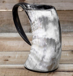 Tasses en corne de Viking sculptées à la main en corne d'animal véritable tasse de corne à boire nautique écologique polie d'Inde - Product Image 2