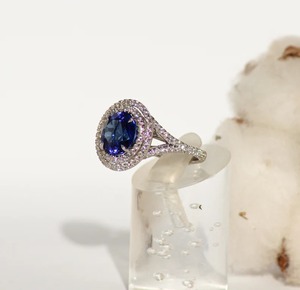 Silver Blue Sapphire Halo <b>Ring</b> for Women Luxury <b>CZ</b> Stone Double Layer Elegant Fashion Statement Jewellery - Product Image 2