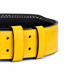 Premium Heavy Duty Yellow Cowhide Leather <b>Weight</b> Lifting Belt for Back Support <b>Training</b> Unisex Fitness - Product Image 5