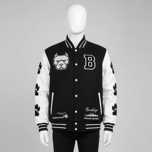 Custom Letterman Embroidery Chenille Patch Varsity <b>Jacket</b> College Uniform <b>Baseball</b> <b>Jacket</b> <b>Men</b> Stand Collar Single Breasted - Product Image 1