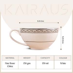 ชุดถ้วยชา Lagom Bone China ลายดอกไม้สวยงาม หรูหรา วินเทจ ทันสมัย ทนทาน ถ้วยเอสเพรสโซ่พอร์ซเลน ขนาด 200 มล. ได้รับการรับรอง BPA (ชุด) - Product Image 6