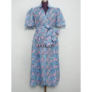 Vestido Moderno Casual de Manga Corta para Fiesta, Estilo Dulce y Elegante para Mujer, Estampado a Mano, de Algodón, Tipo Canguro, Cómodo y Corto - Product Image 1