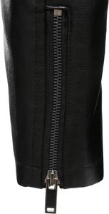 <b>Men's</b> Black PU Faux <b>Leather</b> Asymmetric Diagonal Zipper Biker <b>Jacket</b> Wide Lapel Snap Collar Chest Pocket Classic Moto Streetwear - Product Image 4