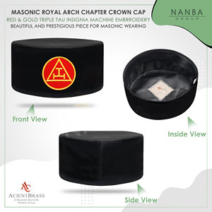Gorra de la Fraternidad Royal Arch Premium con Rayas, Negra con Insignia Roja y Dorada, para Uso en Fiestas al Aire Libre - Product Image 3