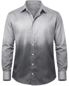 Camisa Formal para Hombre en Gris Claro Degradado, Algodón Premium, Manga Larga, Cierre de Botones, Estilo Casual Elegante, Fabricante OEM Personalizado, Suministro al por Mayor - Product Image 1