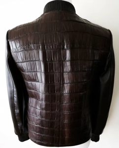 Chaqueta de Cuero Personalizada con Diseño de Piel de Pitón para Hombre, Estilo Motero, Cuero Vacuno Genuino, Servicio de Muestras de Fábrica OEM ODM Disponible - Product Image 1