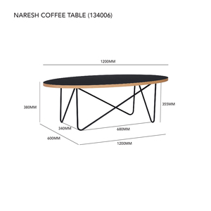 Table basse scandinave noire avec pieds en acier robustes et plateau en MDF pour l'ameublement de la maison - Product Image 5