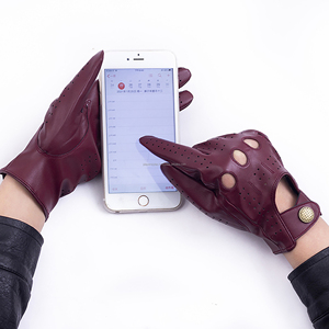 Summer Leather Driving <b>Gloves</b> Breathable Perforated <b>Fingerless</b> Car Racing <b>Gloves</b> At Factory Price - Product Image 2