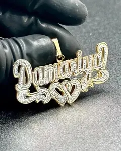 Colgante Personalizado con Letra para Hombre, con Moissanita Real de Corte Redondo de 3 Quilates, Chapado en Oro Amarillo de 14K - Product Image 3