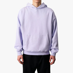 เสื้อฮู้ดดี้โอเวอร์ไซส์ผ้าฝ้ายแท้ 100% ย้อมสีพื้น หนานุ่ม สำหรับผู้ชาย ออกแบบเองได้ สวมใส่สบาย ทรงหลวม ไหล่ตก ลดราคา - Product Image 4