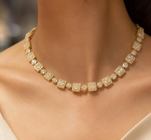 สร้อยคอเงินทิเบตชุบทองคำสีกุหลาบแบบ Cuban Link พร้อมจี้เพชรซิคอนสังเคราะห์ สไตล์ฮิปฮอปสำหรับผู้ชาย เหมาะสำหรับงานแต่งงานและงานปาร์ตี้ - Product Image 5