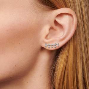 IGI Certified Lab Grown Diamond Dewdrop Climber <b>Earrings</b> 14K White Gold Luxury <b>Ear</b> Climber <b>Cuff</b> <b>Earrings</b> Anniversary Wedding - Product Image 5