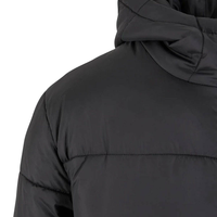 DENEZE SPORTS Blouson matelassé long à capuche pour homme, vert olive, manteau d'hiver épais matelassé, col montant, motif camouflage, logo frontal