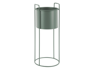 Macetero Metálico Moderno Color Verde Salvia con Soporte Alto de Hierro, Porta Macetas Cilíndrico Minimalista para Jardín Interior, Exterior, Patio - Product Image 2