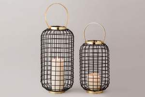 Lanternes personnalisées OEM avec support de bougie en fil métallique tressé, style tendance, lanternes à vendre par les exportateurs - Product Image 2