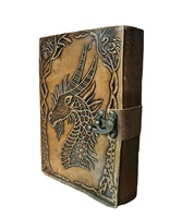 Nouveau carnet à couverture rigide A5 rectangulaire en cuir gaufré dragon, cousu main, bord festonné, éco-responsable, vente en gros New Era