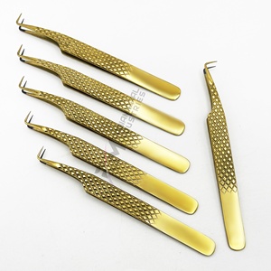 Pince à épiler pour extensions de cils RMI de qualité supérieure, couleur or plasma, avec poignée diamantée, en acier inoxydable - Product Image 5